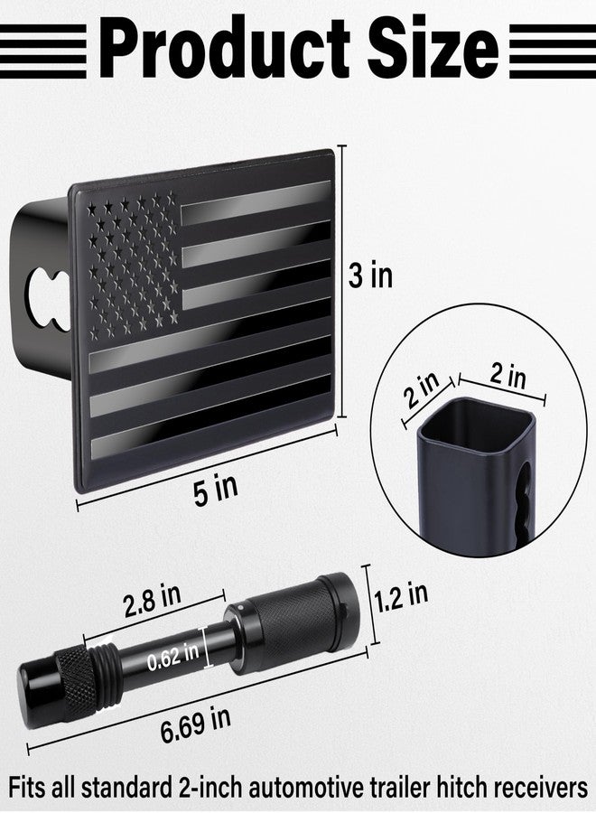 BFXM 2 Inch Trailer Hitch Cover, American Stainless Steel Flag Emblem Metal Hitch Cover with Pin, Trailer Plug Receiver and Tow Cap for Trucks, Perfect Hitch Covers for All Truck Types - Image 2