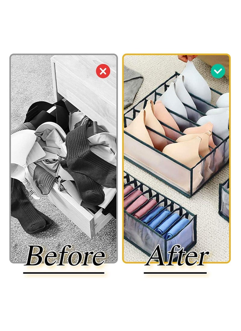 TYCOM Foldable Storage Boxes Bra Underwear Closet Organizer Foldable Container Case Drawer Divider for Necktie Bra Sock Underwear Organizer Home Closet Organizer Boxes Storage (3PCS Grey)  - Image 3
