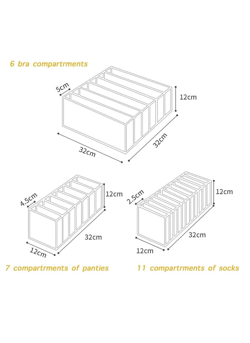 TYCOM Foldable Storage Boxes Bra Underwear Closet Organizer Foldable Container Case Drawer Divider for Necktie Bra Sock Underwear Organizer Home Closet Organizer Boxes Storage (3PCS Grey)  - Image 2
