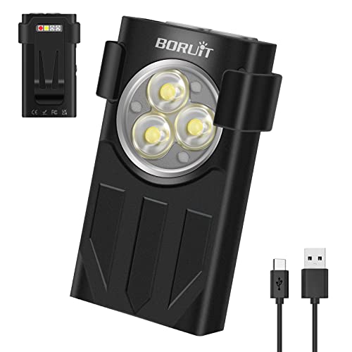 BORUIT V7 LED Mini Flashlight High Lumens Small Powerful EDC Keychain Flash Light with Red UV Light,USB-C Rechargeable Pocket Flashlights with Clip,10 Modes,IPX5 Waterproof,Magnet(Black) - Image 1