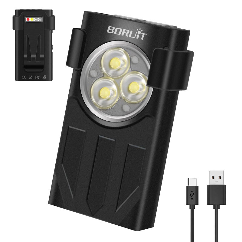 BORUIT V7 LED Mini Flashlight High Lumens Small Powerful EDC Keychain Flash Light with Red UV Light,USB-C Rechargeable Pocket Flashlights with Clip,10 Modes,IPX5 Waterproof,Magnet(Black) - Image 4