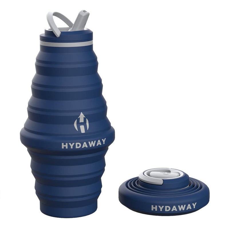HYDAWAY collapsible Water Bottle - 25oz I Reusable Water Bottle with Flip Top Lid for Travel  Hiking  Backpacking I Portable & Leakproof  Food-grade Silicone  BPA Free  collapse to 15A