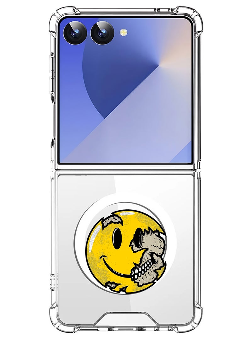 Theodor Magnetic Case for Samsung Galaxy Z Flip 7 Compatible with MagSafe Wireless Charging, Shockproof Phone Bumper Cover Smiley (3) - Image 1
