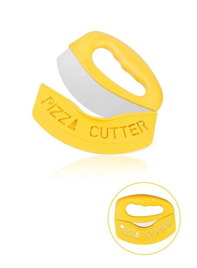 Multi Purpose Pizza Cutter Slicer, PP Handle Hollow Out Cover and Stainless Steel Ring Knife, Dishwasher Safe Kitchen Cooking Tool (Yellow)  - Image 1