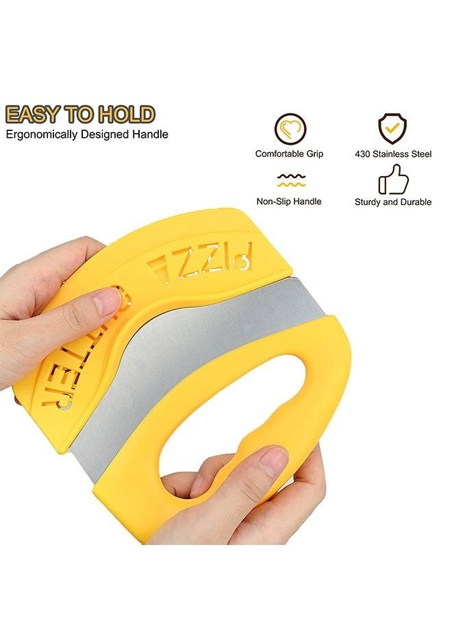 Multi Purpose Pizza Cutter Slicer, PP Handle Hollow Out Cover and Stainless Steel Ring Knife, Dishwasher Safe Kitchen Cooking Tool (Yellow)  - Image 3