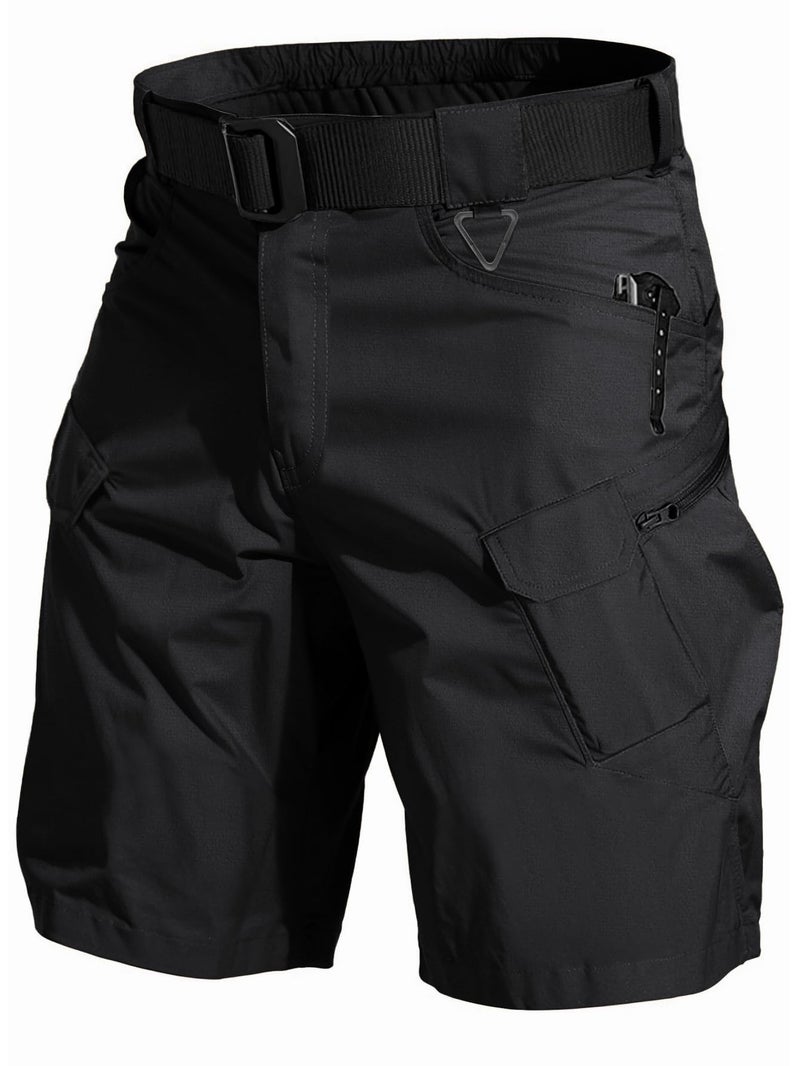 AUTIWITUA Men's Hiking Cargo Shorts Quick Dry 9" Lightweight Tactical Work Shorts with Pockets(No Belt) Solid Black - Image 1