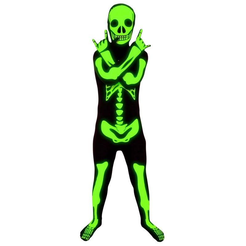 Morphsuits Glow in the Dark Skeleton Costume for Boys, Skeleton Costume Kids, Skeleton Costume, Scary Halloween Costumes for Boys, Large - Image 1