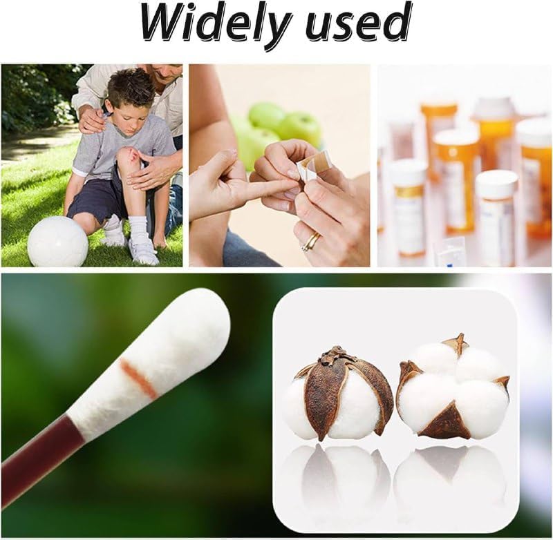 Cozron Cozron 50 Pcs Cotton Iodine Swabs Individually Wrapped Disposable Iodophor Swabsticks Medical Sanitary First Aid Kit Emergency Care Safety for Adult Kids - Image 4