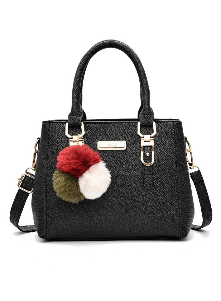 Stylish Handbag with Crossbody Strap and Hanging Ornament, Multifunctional and Practical