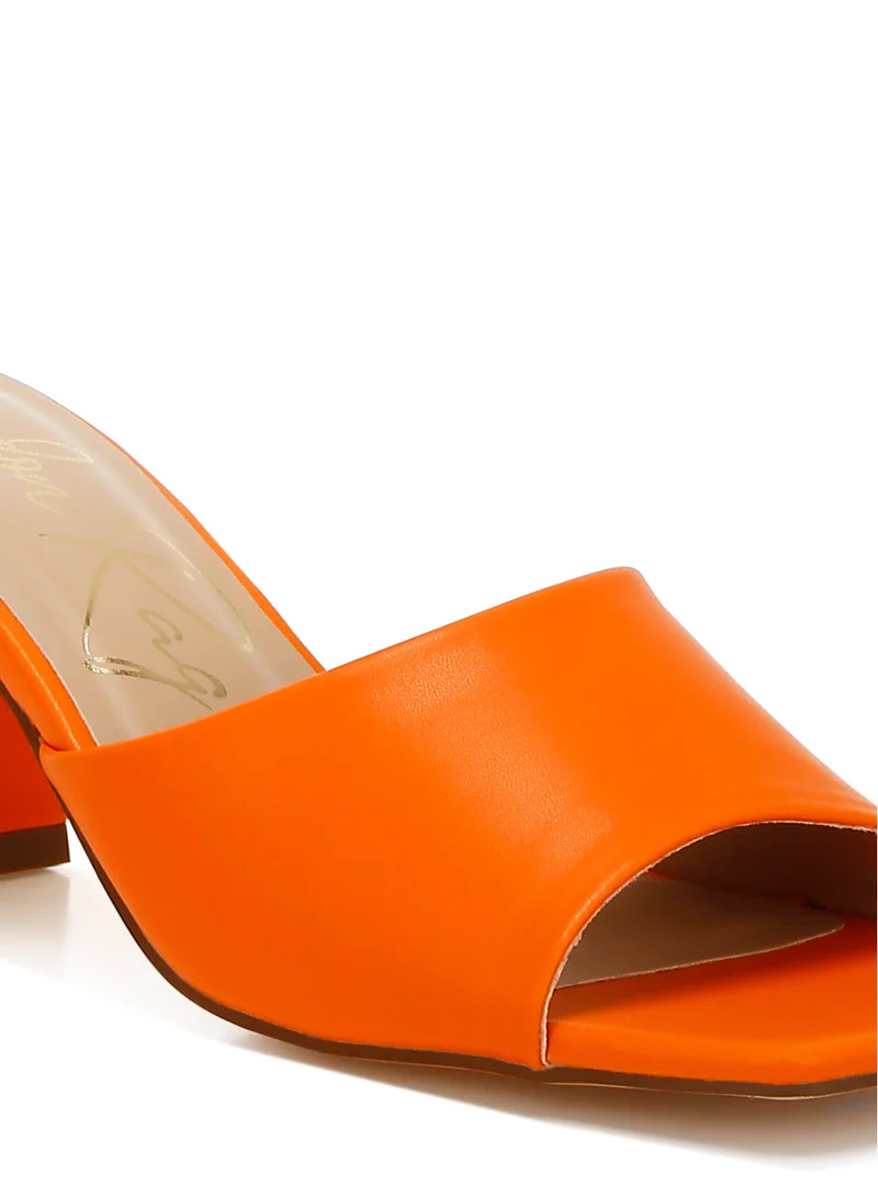 London Rag Faux Leather Block Heel Sandals in Orange