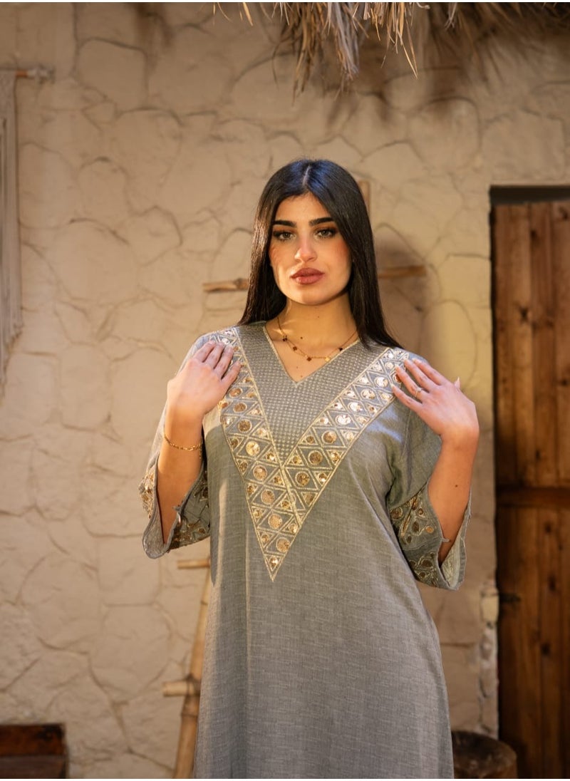 Luxurious jalabiya with a distinctive look, elegant linen and shiny sequins A455 - pzsku/ZD94034F749BDECDC76FEZ/45/1741808084/eb57615f-a51e-48d8-ac5b-0154be7e7be9