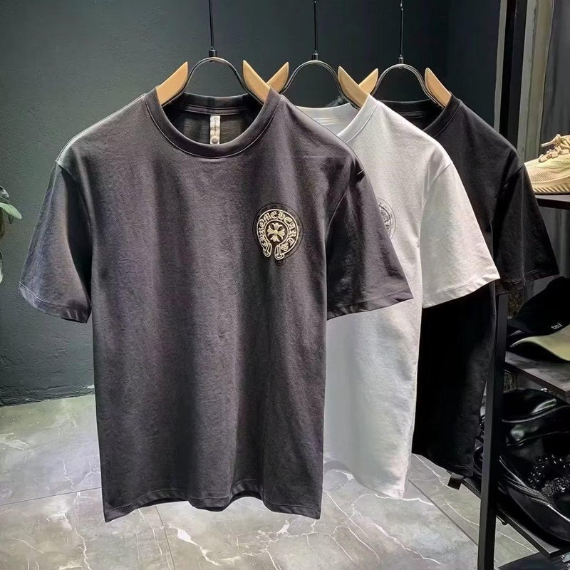 2024 Euro Short Sleeve Tee Men 2023 Trendy Summer Loose Fit Print Top Dark gray - Image 1
