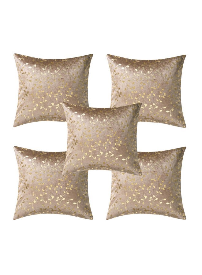 RD TREND Velvet Cushion Covers, 45 x 45 cm/18 x 18 inches,Set of 5,250 TC, Back Zipper (Brown) - Image 4