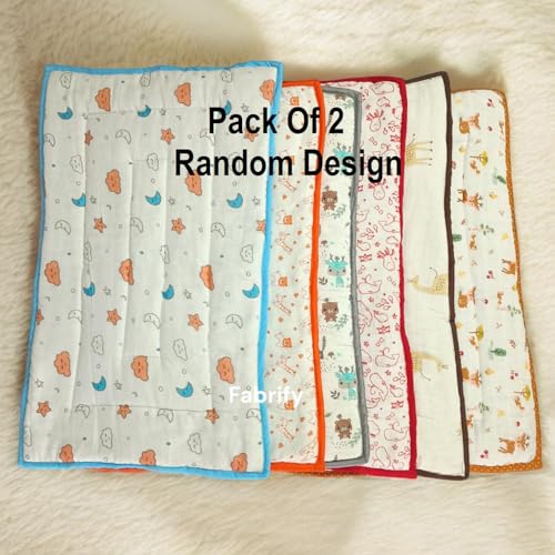 Fabrify New Born Baby Muslin Cotton Super Soft Mattress Bed Spread, Godadi, Quilt, Baby Pattern for Sleep | Rilka Bed (Pack of 2) (Multi- Random Design) (0-6 Month) (L-29 Inches, B-20 Inches) - Image 4