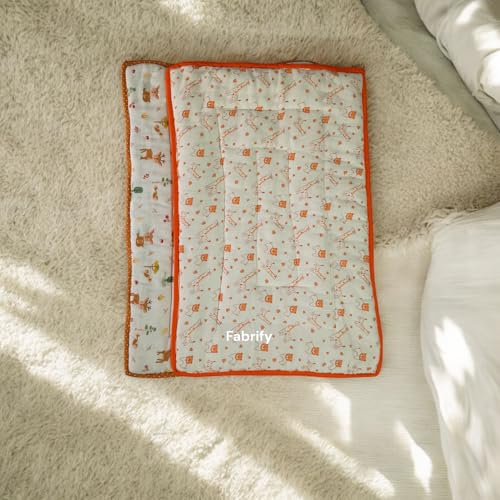 Fabrify New Born Baby Muslin Cotton Super Soft Mattress Bed Spread, Godadi, Quilt, Baby Pattern for Sleep | Rilka Bed (Pack of 2) (Multi- Random Design) (0-6 Month) (L-29 Inches, B-20 Inches) - Image 1