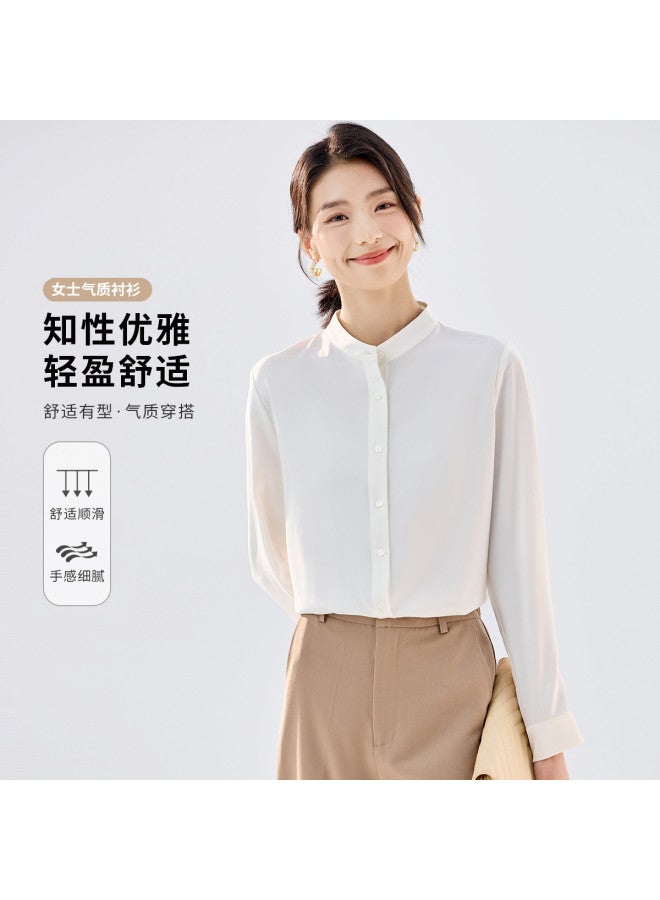 ROMON قميص نسائي بأكمام طويلة، قميص كاردigan مريح وعصري مناسب للأعمال ذو ياقة دائرية للنساء - Image 2