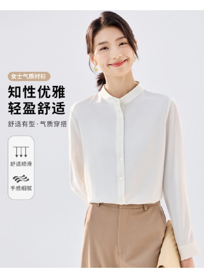 ROMON قميص نسائي بأكمام طويلة، قميص كاردigan مريح وعصري مناسب للأعمال ذو ياقة دائرية للنساء - Image 1