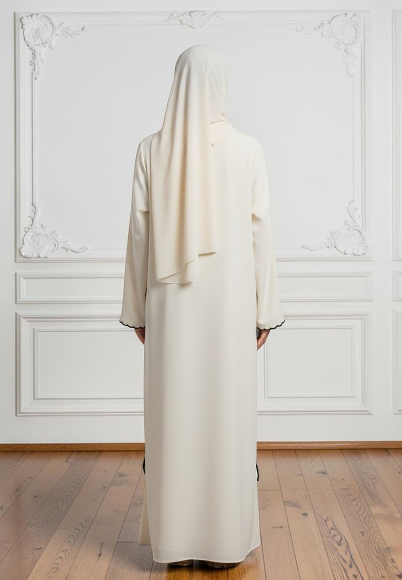 NUKHBAA Scalloped Elegance Open Abaya | Nida Fabric-873 - Image 4