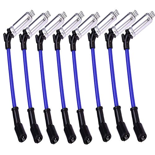 DSkoiph دي إس كويف 8 قطع 10.2 مم سلك إشعال شمعات الاحتراق عالي الأداء مناسب لسيارات شيفروليه جي إم سي ساب إيسوزو هامر V8 48322R 48322 7831 - Image 1