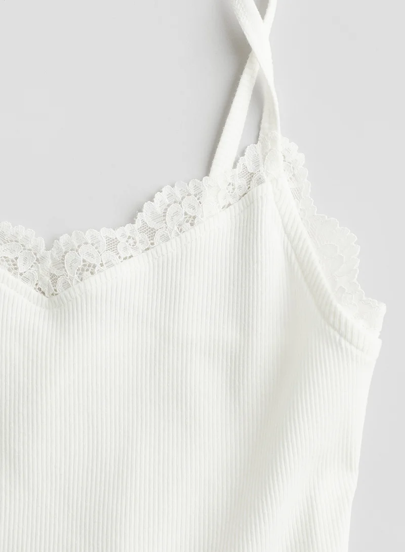 H&M Lace-Trimmed Vest Top