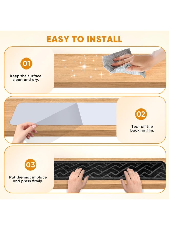 Relex 10 Pack 8 "X 30" Non Slip Stair Treads for Wooden Steps, Carpet Stair Treads Made of Polyester and Reusable Adhesive, Stair Runner Rugs for Kids, Elders and Pets (Black) - Image 5