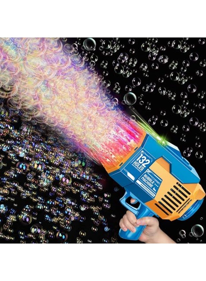 Bubble Machine, 132 Holes Bubble Gun, Bubble Machine Gun with Lights/Bubble Solution, Summer Toy Gift for Toddlers Kids Adults Bubble Blaster for Outdoor Indoor Birthday Wedding Party - Image 3