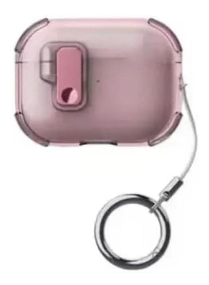 case Compatible with Samsung Galaxy Buds 3 Pro/Buds 3 Case Full-Body Shockproof (Secure Lock) Galaxy Buds 3 & Galaxy Buds 3 Pro (2024) with Carabiner (Clear Pink)