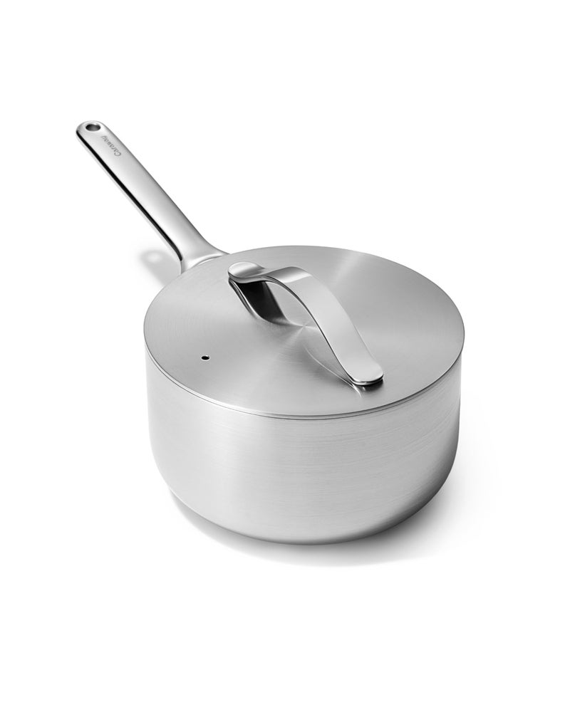 Caraway Stainless Steel Sauce Pan 3 Qt 5Ply Stainless Steel Oven Safe Stovetop Agnostic Non Toxic PTFE PFOA Free - Image 2