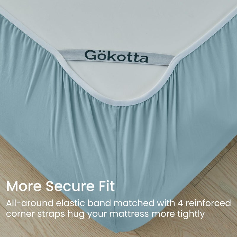 GOKOTTA 4-Pcs Full Sheet Set  15-Inch Deep Pocket Full Sheets with Elastic Corner Straps  Hotel Luxury Ultra Soft Brushed Microfiber Full Size Bed Sheets - Non-Slip  Anti-Rip  Easy Care - Baby Blue - Image 2
