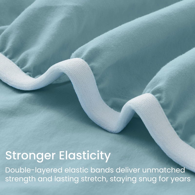 GOKOTTA 4-Pcs Full Sheet Set  15-Inch Deep Pocket Full Sheets with Elastic Corner Straps  Hotel Luxury Ultra Soft Brushed Microfiber Full Size Bed Sheets - Non-Slip  Anti-Rip  Easy Care - Baby Blue - Image 3