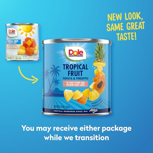 Dole Tropical Fruit in Light Syrup and Passion Fruit Juice - Papaya and Pineapple - 15.25 oz Can - 12 Pack - Image 2