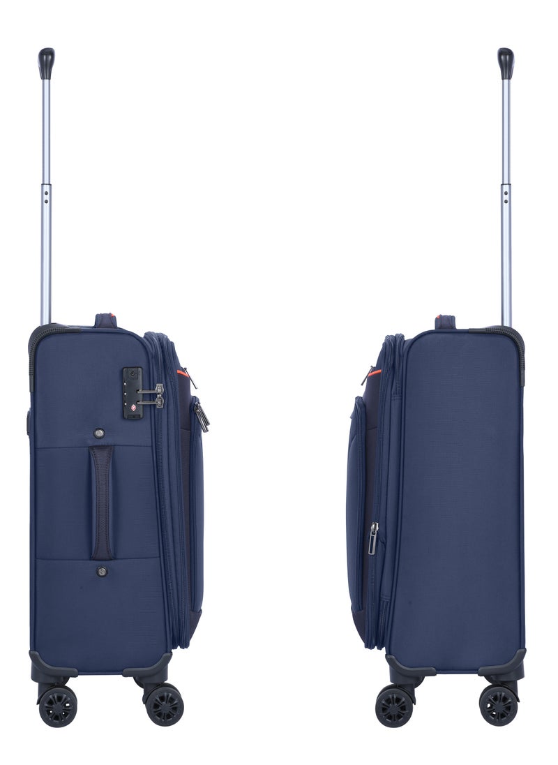 eminent Expandable Luggage Trolley Bag Soft Suitcase for Unisex Travel Polyester Shell Lightweight with TSA lock Double Spinner Wheels E777SZ Carry On 20 Inch Navy Blue  - Image 3