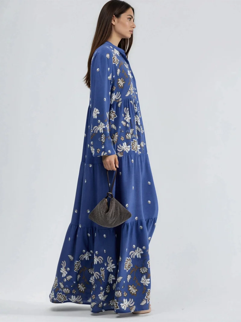 هيكاب Patterned V-Neck Maxi Dress