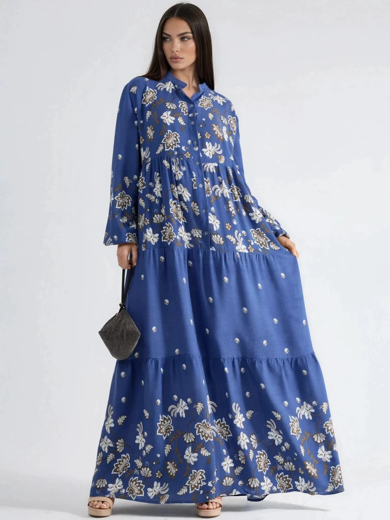 هيكاب Patterned V-Neck Maxi Dress