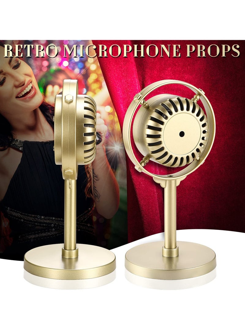 SYOSI Retro Condenser Microphone Props, Fake Plastic Classic Microphone Model for Art Object Collectable Hobby Lovers, Vintage Prop Mic for Home Decoration, Gold - Image 3