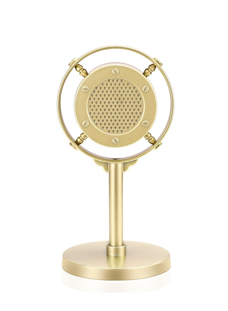 SYOSI Retro Condenser Microphone Props, Fake Plastic Classic Microphone Model for Art Object Collectable Hobby Lovers, Vintage Prop Mic for Home Decoration, Gold - Image 2