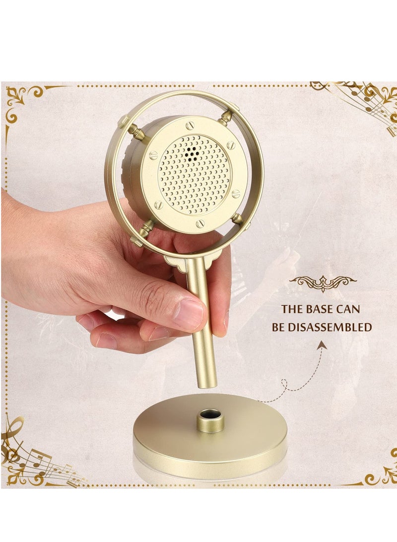SYOSI Retro Condenser Microphone Props, Fake Plastic Classic Microphone Model for Art Object Collectable Hobby Lovers, Vintage Prop Mic for Home Decoration, Gold - Image 4