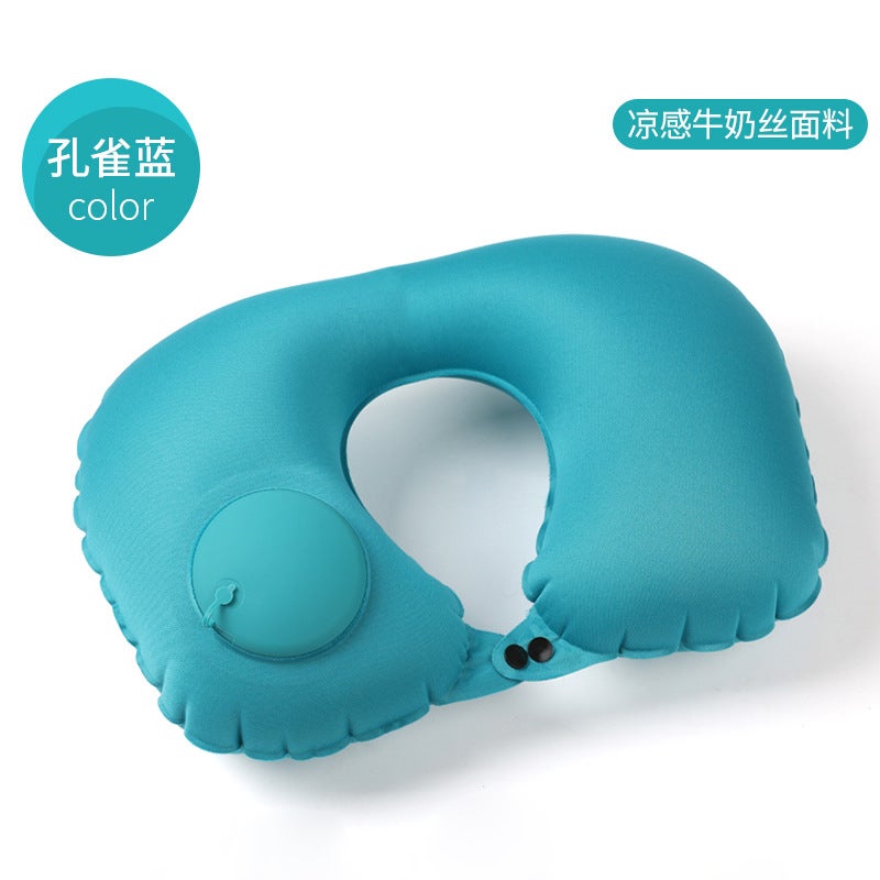 Inflatable U-Shaped Pillow Press Inflatable Neck Pillow Travel Essential Portable Neck Pillow Tpu Set Inflatable U-Shaped Pillow Travel Three Treasures - Image 1