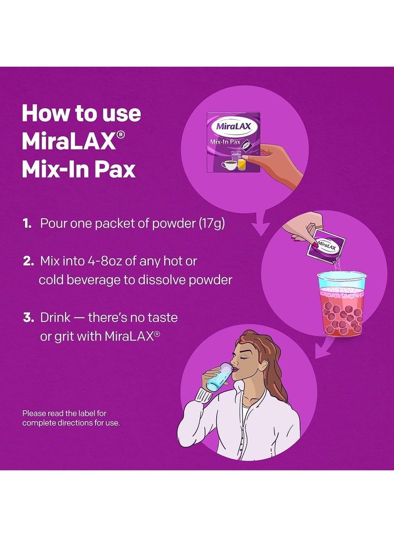 MiraLAX ميكس إن باكس لتخفيف الإمساك، بدون نكهة، 10 عبوات 17 جرام لكل منها - Image 5