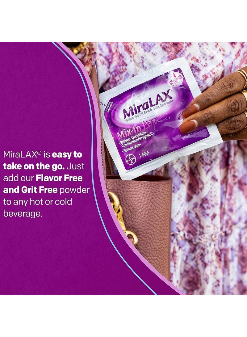 MiraLAX ميكس إن باكس لتخفيف الإمساك، بدون نكهة، 10 عبوات 17 جرام لكل منها - Image 3