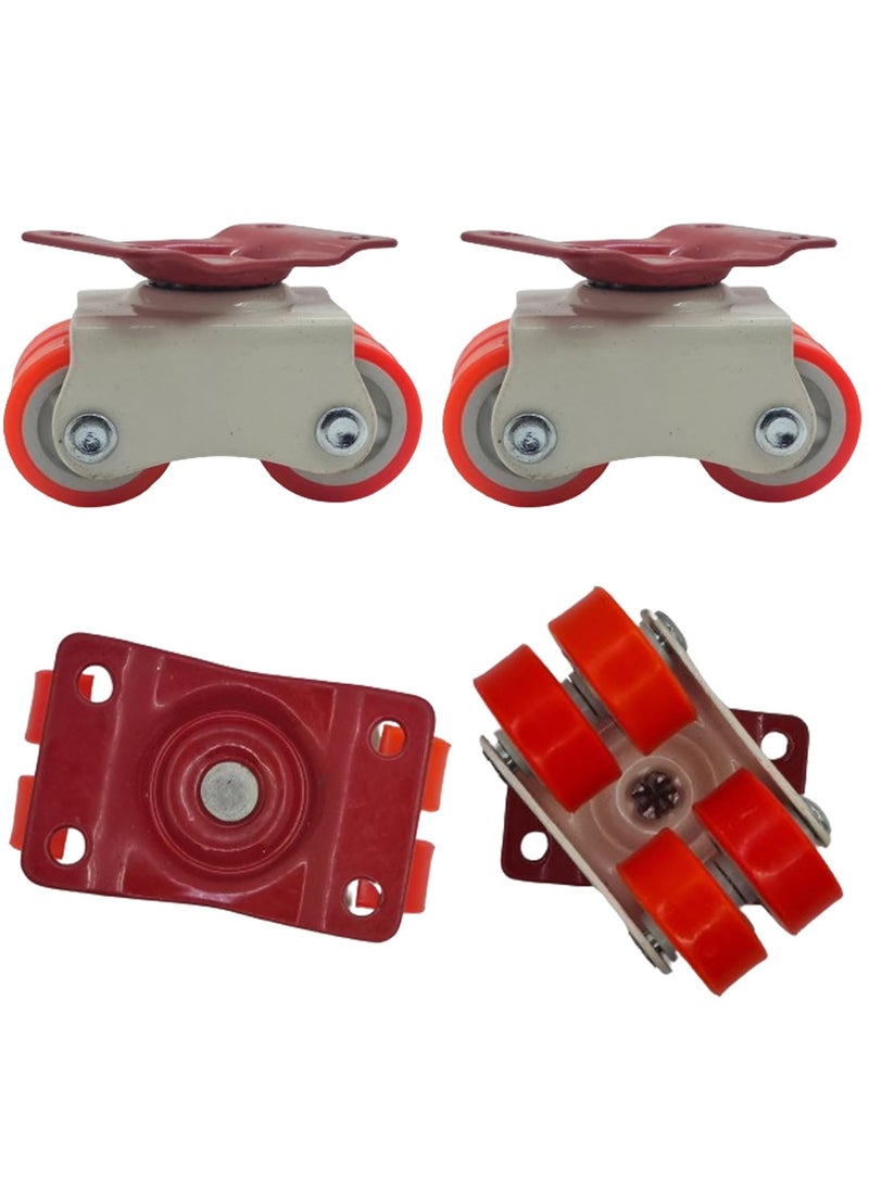 THOISEWELT THOISEWELT Heavy Duty Caster Wheels Roller Moving Castor Four Nylon Wheels for Furniture Kabat Table Trolley 375400Kg Load Capacity Orange 4 Piece Made In India  - Image 1