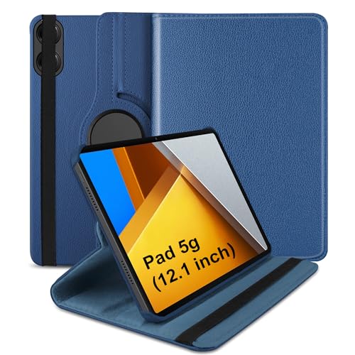 TGK 360 Rotatable Smart Flip Case Cover for Poco Pad 12.1 inch Tablet (Dark Blue) - Image 1
