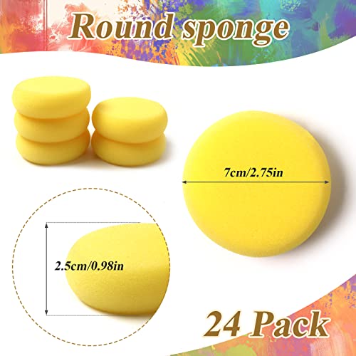 Hapy Shop 24 Pack Round Sponges Yellow Painting Sponges Synthetic Artist Sponge Pottery Sponge for Painting, Crafts, Ceramics, Household Use and More, 2.8 Inch - Image 2