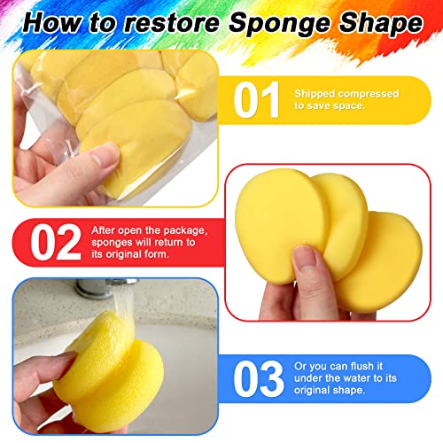 Hapy Shop 24 Pack Round Sponges Yellow Painting Sponges Synthetic Artist Sponge Pottery Sponge for Painting, Crafts, Ceramics, Household Use and More, 2.8 Inch - Image 5