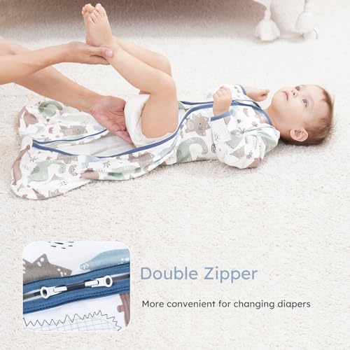 Yoofoss Baby Sleep Sack 12-18 Months Long Sleeve Wearable Blanket Baby 100% Organic Cotton 2-Way Zipper 0.5 Tog Infants Sleeping Sack, Lightweight(Large) - Image 3