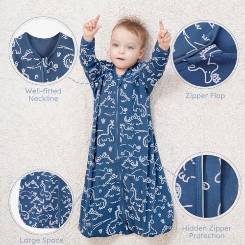 Yoofoss Baby Sleep Sack 12-18 Months Long Sleeve Wearable Blanket Baby 100% Organic Cotton 2-Way Zipper 0.5 Tog Infants Sleeping Sack, Lightweight(Large) - Image 5