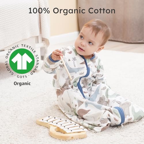 Yoofoss Baby Sleep Sack 12-18 Months Long Sleeve Wearable Blanket Baby 100% Organic Cotton 2-Way Zipper 0.5 Tog Infants Sleeping Sack, Lightweight(Large) - Image 2