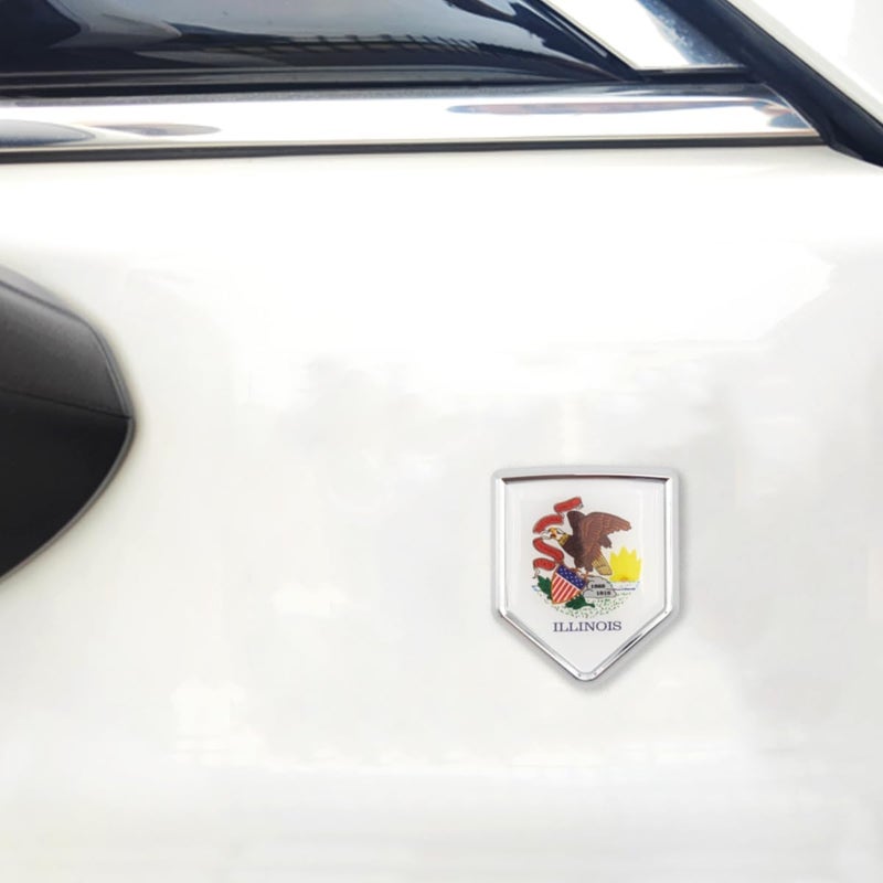 Overdecor Illinois Flag Decal Stickers Car Emblem Illinois Car Accessories Decorations Chrome Shield Flag Sticker Decals for Cars Truck Vehicles, 2 Pack - Image 4