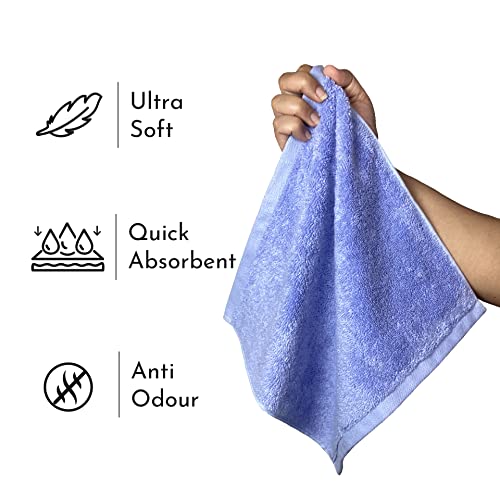 HEELIUM Bamboo Face Towel | Ultra Absorbent & Odour-Free | 3X Softer Than Cotton Towels | 30 x 30 cm - 600 GSM | Pack of 3 - Peach, Teal, Iris - Image 3