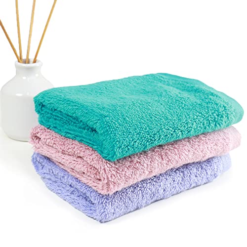 HEELIUM Bamboo Face Towel | Ultra Absorbent & Odour-Free | 3X Softer Than Cotton Towels | 30 x 30 cm - 600 GSM | Pack of 3 - Peach, Teal, Iris - Image 1